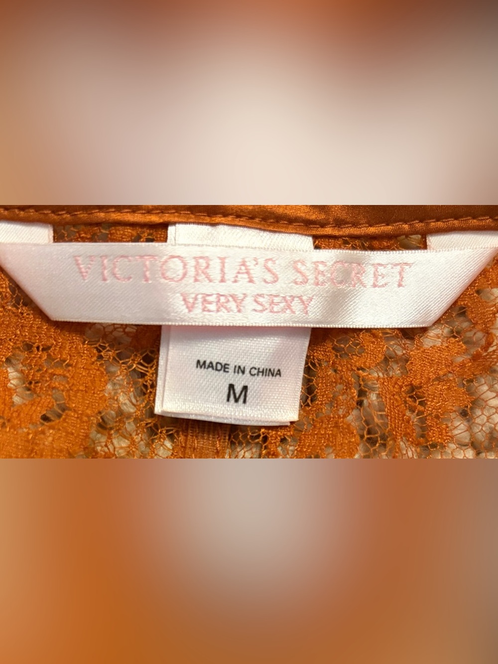 VTG 2006 Victoria's Secret Very Sexy Lace Babydoll Chemise - Size M Burnt Orange - Picture 2 of 10